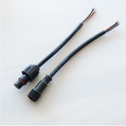 Napájacie DC konektory 6-pin s vodičom IP67 čierne - pár