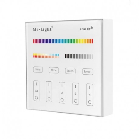 Nástenný dotykový ovládač RGB/RGBW/RGB+CCT pre RF prijímače a svietidlá MiLight-B4 Panel