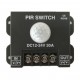 Pohybový spínač PIR DC12-24V 30A METAL HOUSE