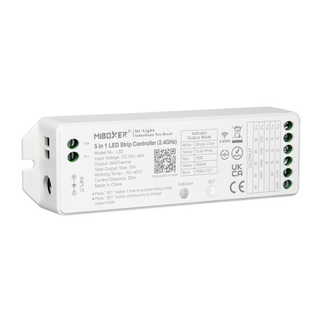RF prijímač pre riadenie LED pásov 5in1DIMM, CCT, RGB, RGBW, RGB+CCT  5x6A (15A) MiLight