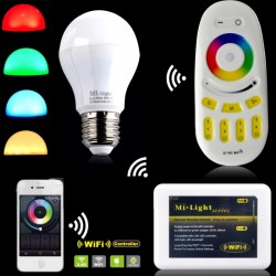 E27 RGB+CCT 6W 550Lm RF controller 2,4GHz MiLight