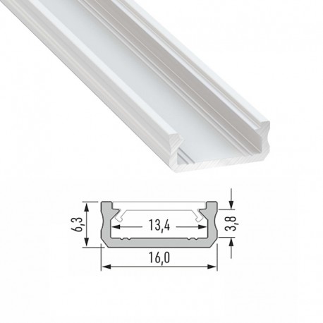 Hliníkový profil pre LED pásy LUMI-D 16x6,3mm - biely