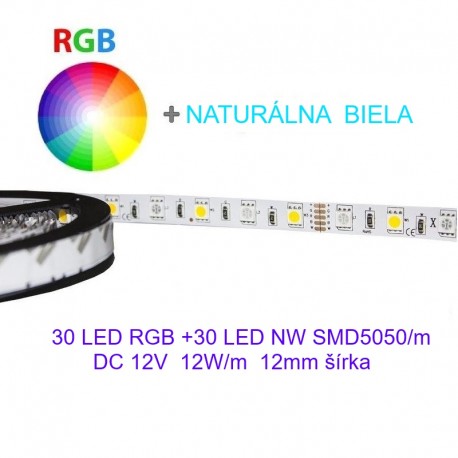Flexibilný LED pás 60LED SMD5050 RGB+NW 12W/m 12V  12mm BRG
