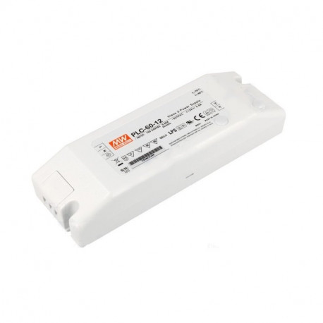 LED nábytkový napájací zdroj 12V-60W PFC IP20 Mean Well PLC-60-12