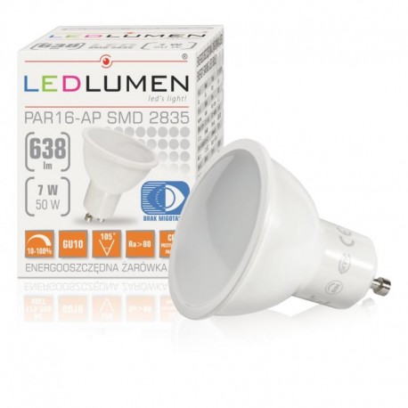 Stmievateľná LED žiarovka GU10 7LED SMD2835 638 Lumenov Naturálna biela farba svetla LEDLUMEN