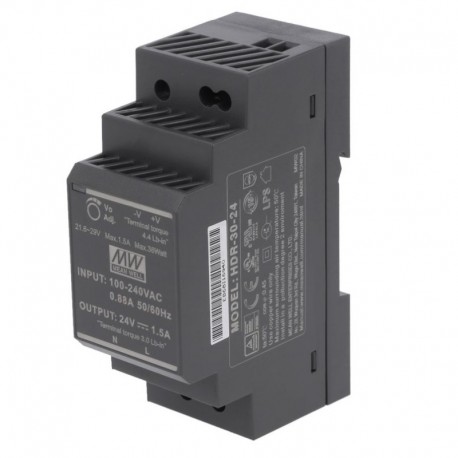 LED napájací zdroj 24V-36W DIN Mean Well HDR-30-24