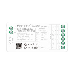 Matter Over WiFi + RF 2,4GHz prijímač 5in1 pre riadenie LED pásov DC12/24V 12A MiLight SM5