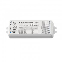 RF a WiFi ovládač pre riadenie LED pásov 5in1-DIMM, CCT, RGB, RGBW a RGB+CCT 5x3A (15A) SKD-WT5