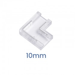 Rohová spojka pre jednofarebné COB LED pásy šírky 10mm - transparent - plastový klip