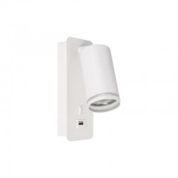 Svietidlo nástenné RING-55 1xGU10 biele s vypínačom a USB-A nabíjaním