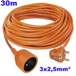 Predlžovací kábel 30m 3×2,5 mm² AC230V 16A 1-zásuvka PVC oranžový