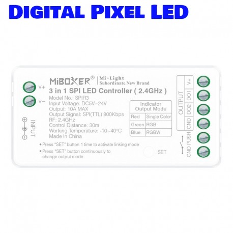 RF 2,4GHz kontrolér 3in1 pre digitálne LED pásy MONO/RGB/RGBW 5-24VDC 10A MiLight SPIR3