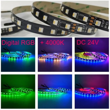 LS Digital RGBNW 60LED SMD5050 TM1814 IC 22W 24V black PCB PremiumLUX