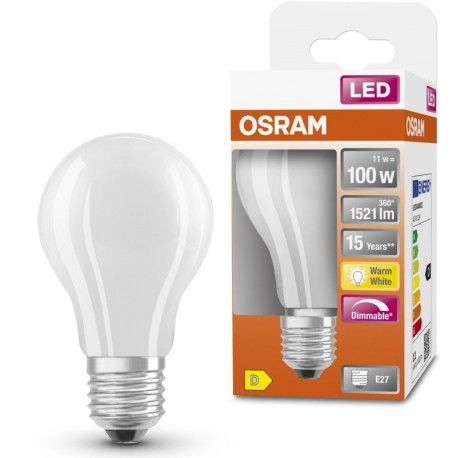 E27 A60 Filament LED 11W 1521Lm Warm White CRI80 DIMM FROSTED OSRAM