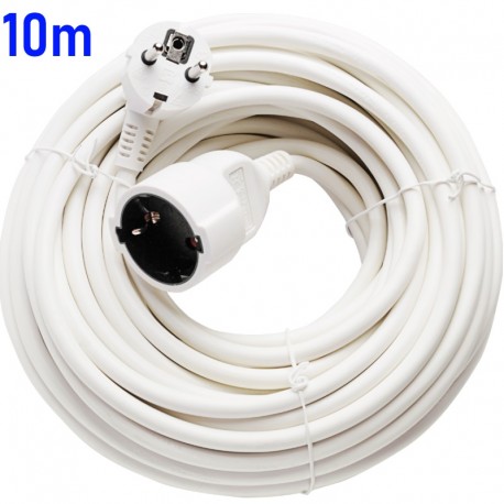 Predlžovací kábel 10m 3×1,5 mm² AC230V 16A 1-zásuvka PVC biely OPTO