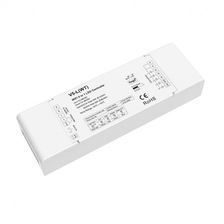 WiFi a RF prijímač riadenia LED pásov 5in1 5x6A DC12-48V SKYDANCE SKD-V5-L(WT)