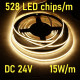 Flexibilný LED pás COB LED 528 Teplá biela farba svetla 3000K 15W/m 1650Lm/m DC 24V CRI90 10mm