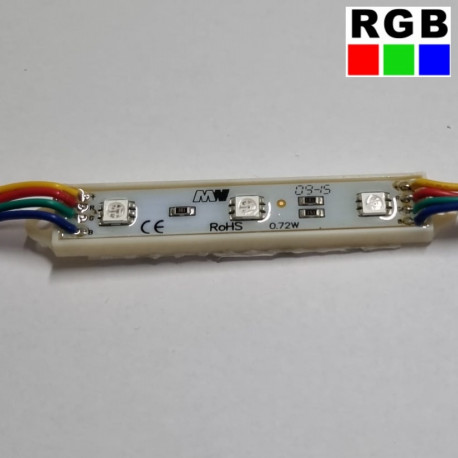 LED modul 3xSMD5050 0,72W 35Lm 12V RGB 120° IP65 MW-Lighting