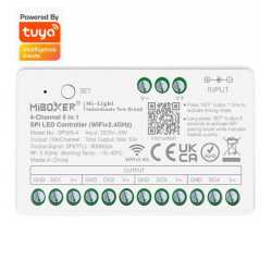 WiFi/RF 2,4GHz kontrolér 5in1 pre LED pásy SPI+DMX 4-kanálový 5-24VDC 10A MiLight SPIW5-4