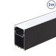 Set - konštrukčný hliníkový profil pre LED pásy + difúzor + koncovky 75x50mm BLACK 2m-tyč