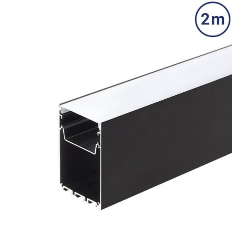 Set - konštrukčný hliníkový profil pre LED pásy + difúzor + koncovky 75x50mm BLACK 2m-tyč