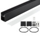 Set - konštrukčný hliníkový profil pre LED pásy + difúzor + koncovky 75x50mm BLACK 2m-tyč