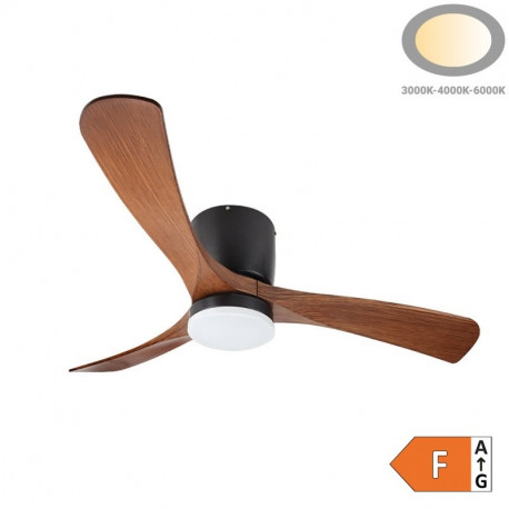 LED stropné svietidlo VENTILÁTOR BLACK WOOD 18W 1440Lm CCT OPTONICA