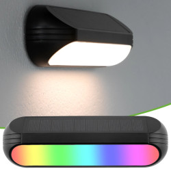 LED solárne nástenné svietidlo RGB+3000K LUMILED KEOS