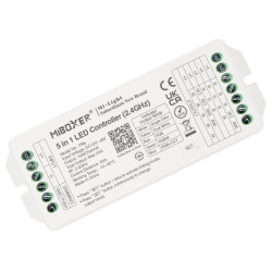 RF prijímač pre riadenie LED pásov 5in1 DIMM, CCT, RGB, RGBW, RGB+CCT  5x10A (20A) MiLight-PR5