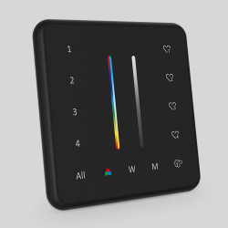 Nástenný ovládací panel RGB+CCT RF 2,4GHz 4-zónový imLTLED PR02 čierny
