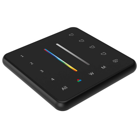 Nástenný ovládací panel RGB+CCT RF 2,4GHz 4-zónový imLTLED PR02 čierny