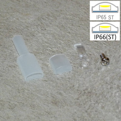 Sada silikónové koncovky + montážne klipy pre LED pásy IP65(ST) v PVC púzdre
