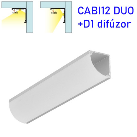 Rohový hliníkový profil pre LED pásy CABI12 DUO - ELOX