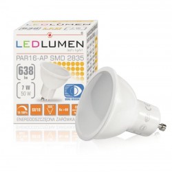 Stmievateľná LED žiarovka GU10 7LED SMD2835 638 Lumenov Teplá biela farba svetla LEDLUMEN