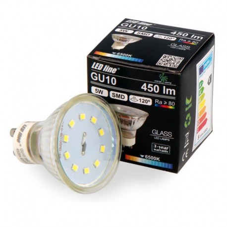 LED žiarovka GU10 LED SMD2835 5W 450Lm Cold White Glass LEDLine
